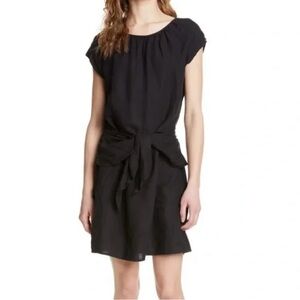 Joie Classic Black Linen Casual Dress with Tie Detail at Waist